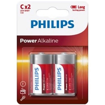 2x Pilhas Philips Power C LR14 Blister