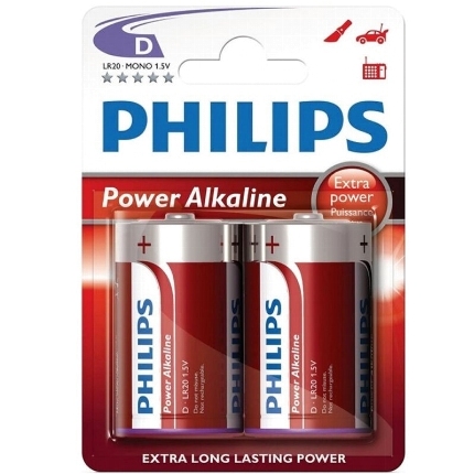 2x Pilhas Philips Power D LR20 Blister