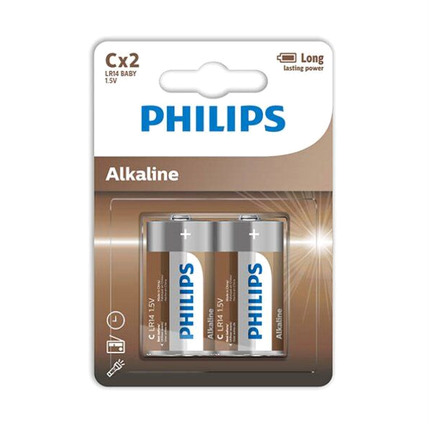 2x Pilhas Philips C LR14 Blister