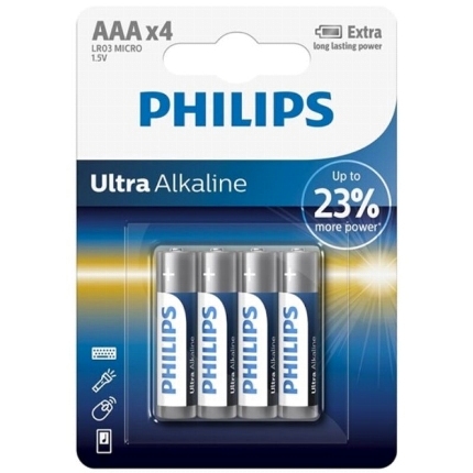 4x Pilhas Philips Ultra Alcalina AAA LR03