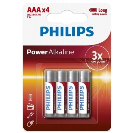 4x Pilhas Philips Power AAA LR03