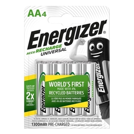 4x Pilhas Energizer Recarregável HR6 AA 1300MAH