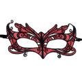 Queen Lingerie Mask in Black Lace and Red Details