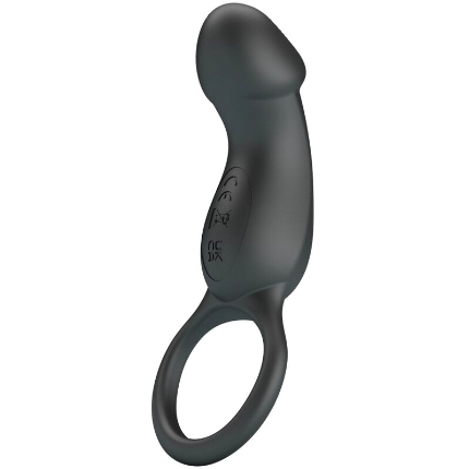 Pretty Love Trae Vibrating Cockring with Clitoral Stimulator Black