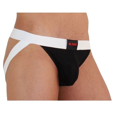 burn - 004 jock brillante negro / blanco s