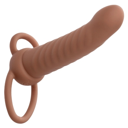 calexotics - maxx ribbed dual penetrator 10 vibrations brown