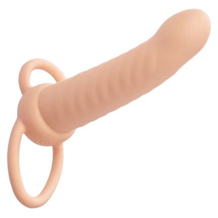 calexotics - maxx ribbed dual penetrator 10 vibrations flesh