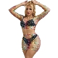 Mini Vestido Subblime Fishnet Rainbow