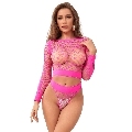 subblime - 952204 2-piece long-sleeved fishnet bodystocking pink one size