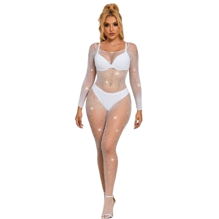 Catsuit Subblime Katya com Brilhantes Branco