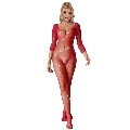 Catsuit Subblime com Diamantes e Manga Comprida Vermelho