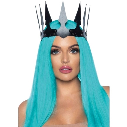 leg avenue - synthetic leather maleficent crown with studs black