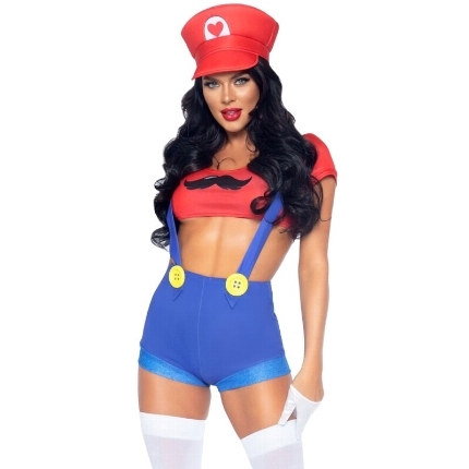 leg avenue - disfraz sexy mario bros rojo/azul s