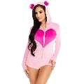 leg avenue - teddy bear velvet bodysuit pink s