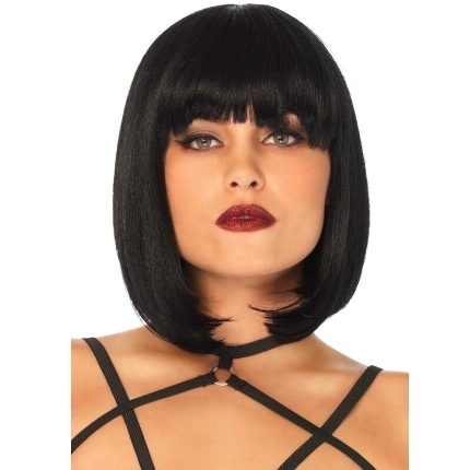 leg avenue - peluca corta de corte bob natural negro