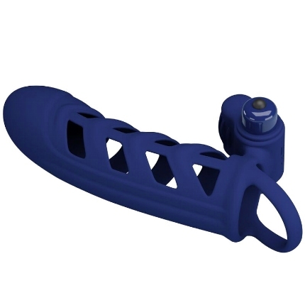 pretty love - altaf anillo vibrador con funda de silicona azul