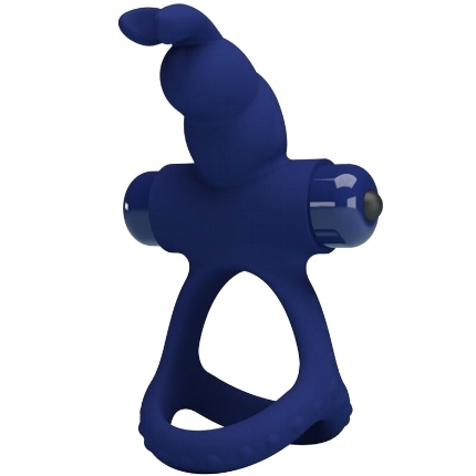 pretty love - luchito doble anillo vibrador rabbit azul