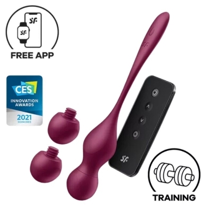 Bolas de Kegel Satisfyer Love Birds com App Bordeaux