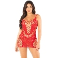 leg avenue - minivestido de rejilla con tirantes rojo