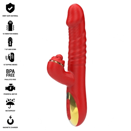 Vibrador Rabbit Intense Thalia com Impulso Tapping Vermelho