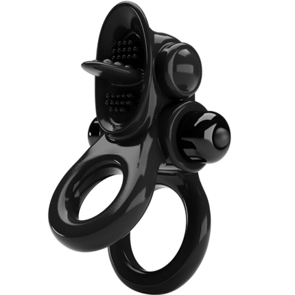 pretty love - passionate ring double vibrating ring + clitoris stimulator black