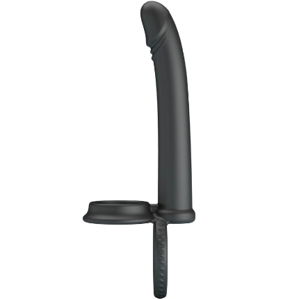 Cockring Pretty Love Dillion 2 com Dildo para Dupla Penetração Preto