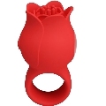 pretty love - jae vibrador de dedo forma de rosa 10 vibraciones rojo