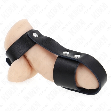 Cockring Kink Couro com Ball Stretcher