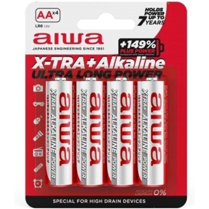 aiwa - x-tra alkaline aa alkaline battery lr6 blister*4