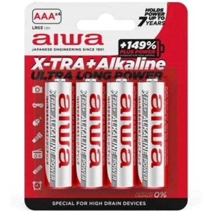 aiwa - x-tra alkaline aaa alkaline battery lr03 blister*4