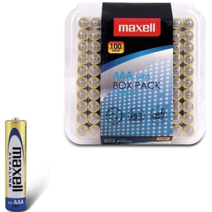 maxell - alkaline battery aaa lr03 pack*100 batteries