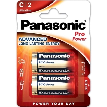 panasonic - pro power alkaline c battery lr14 blister*2