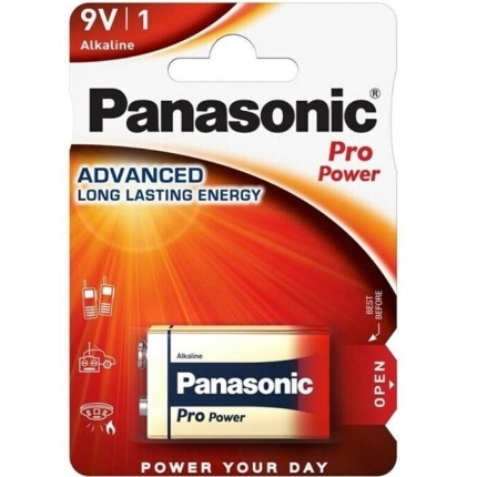 panasonic - pro power alkaline 9v battery lr61 blister*1