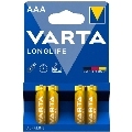 varta - bateria alcalina aaa de longa duraÇÃo lr03 blister*4