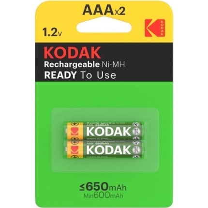 kodak - rechargeable battery hr03 aaa 650mah blister*2