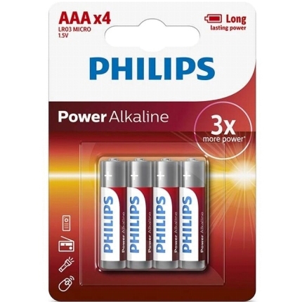 philips - pilha alcalinas aaa lr03 blister*4