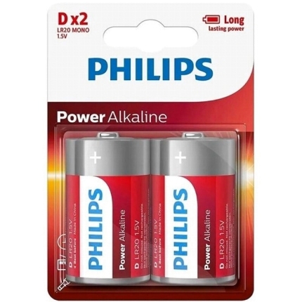 philips - power alkaline pila d lr20 blister*2